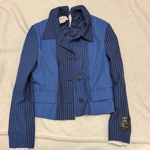 Women’s Marni Two-Tone Blue Pinstripe Cropped Blazer Size EU 38 (XS)